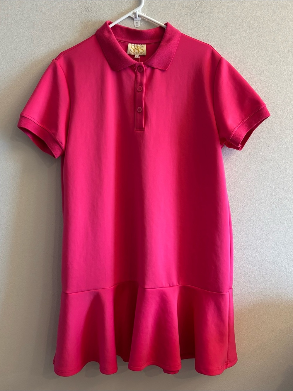 SSYS Margaret Drop Waist Collared Scuba Dress features a vibrant hot pink XL - Picture 2 of 10